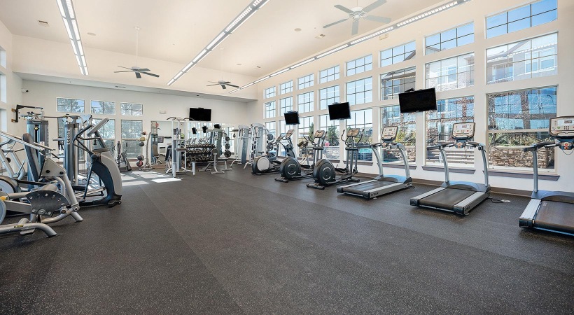 a gym with exercise equipment