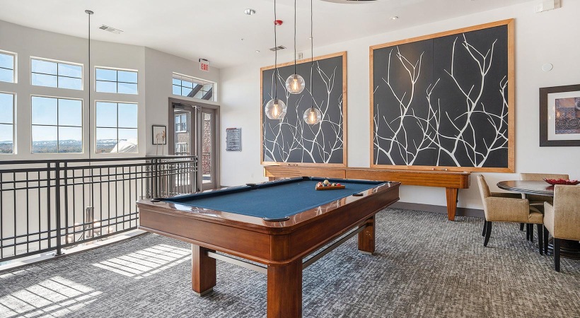 a pool table in a room